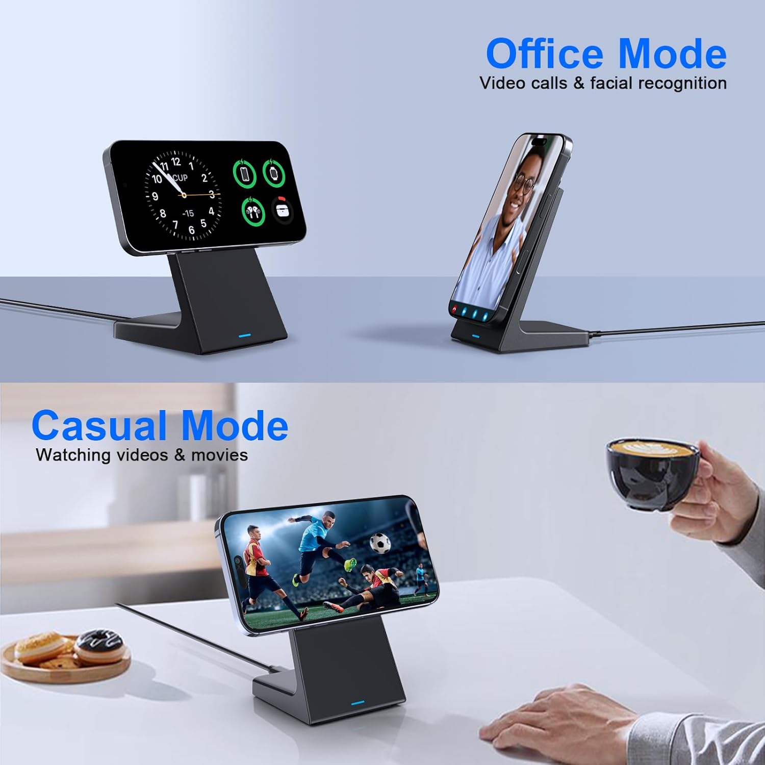 PUY for MagSafe Charger Stand,20W Fast Magnetic Wireless Charging Station with 25W PD Adapter，Stickable Desk Wireless Charger for iPhone 16/15/14/13/12 Pro/Pro Max Series
