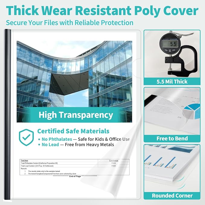 Binditek 100 Pack Clear Report Covers - Image 7