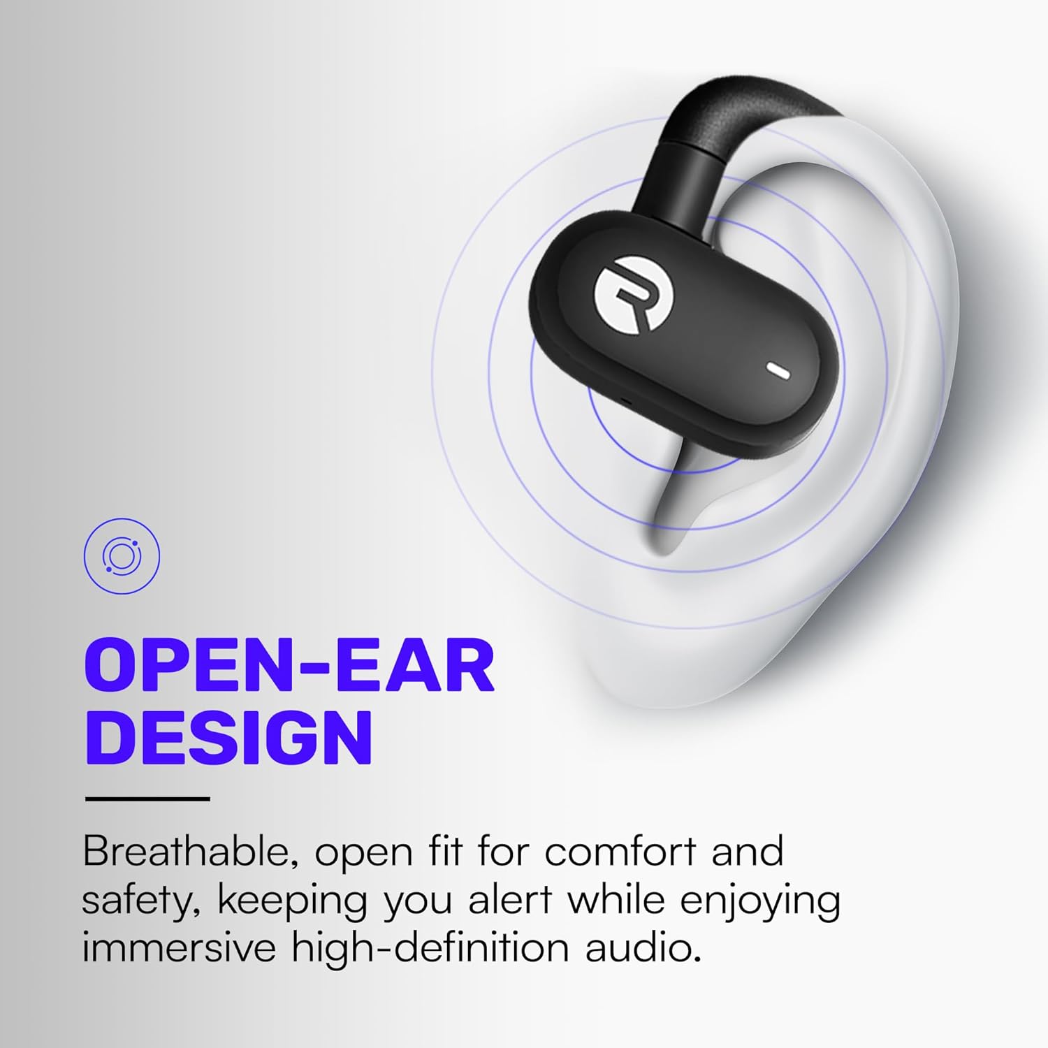 Raycon Everyday Open Earbuds – True Wireless Open Ear Bluetooth Headphones, Hook Design, IPX5 Water Resistant, 40 Hours of Battery Life (Purple)