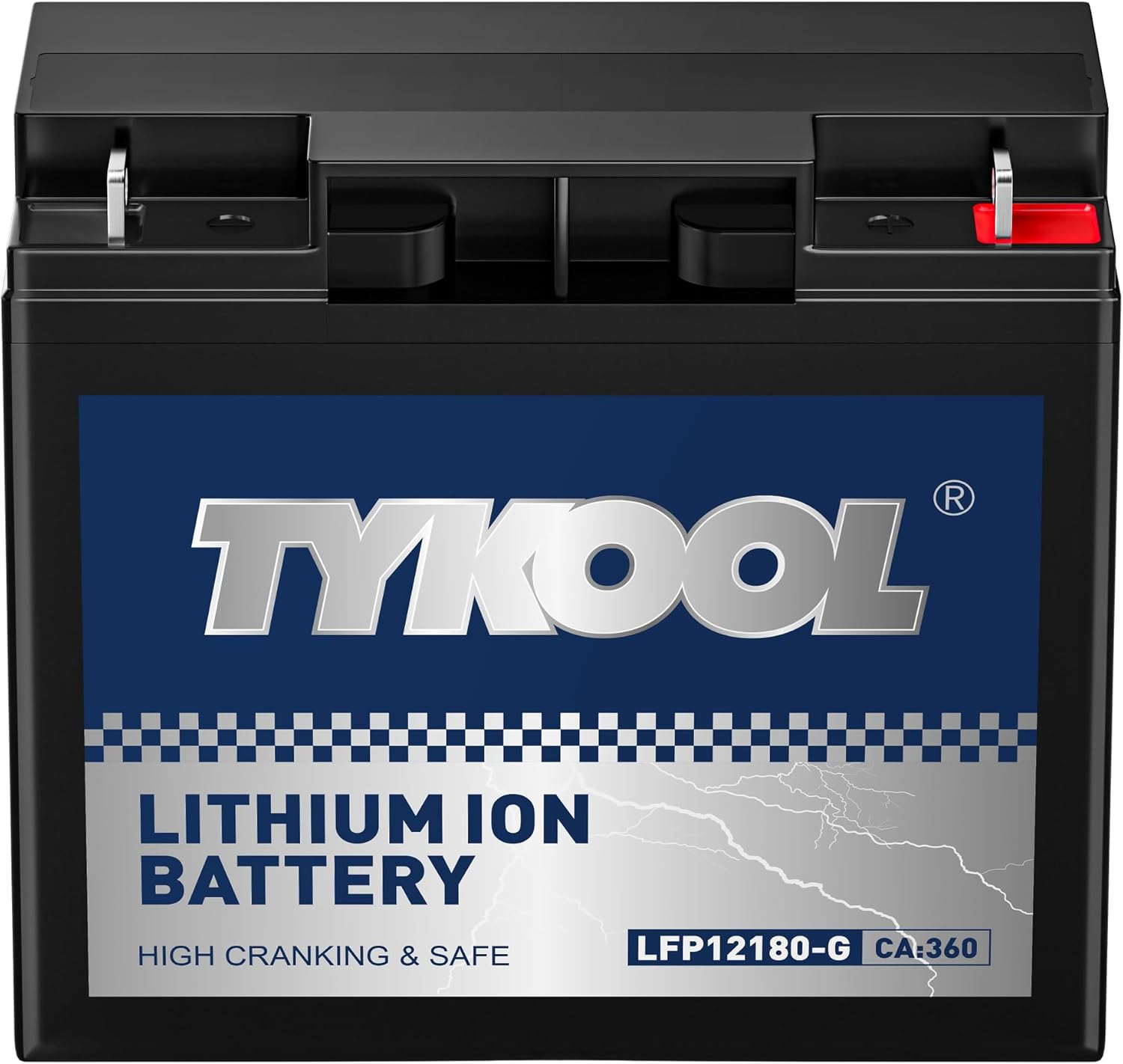 TYKOOL 12180-G LiFePO4 Powersports Battery, 360CCA,8Ah,Built in BMS,Compatible with generator battery