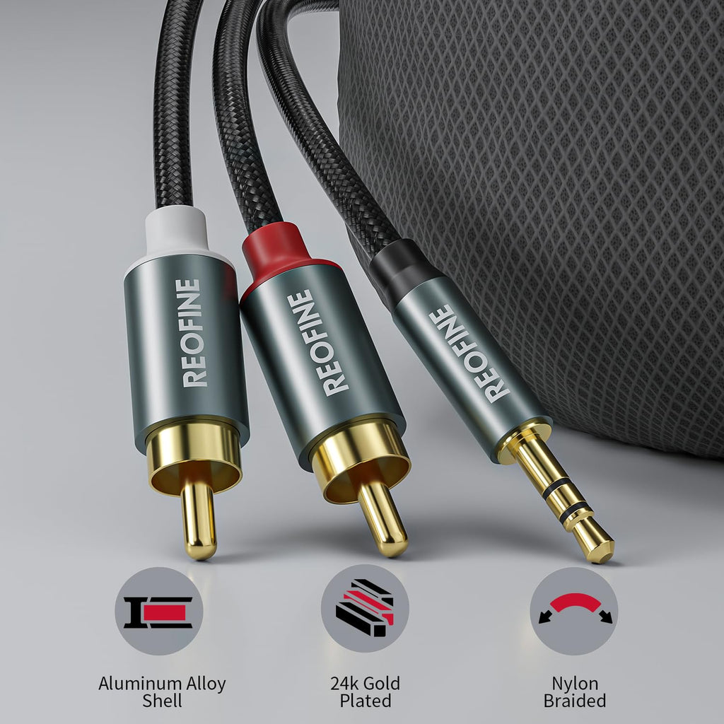 3.5mm to RCA Cable (5Feet/1.5M),3.5 mm 1/8 to RCA 2-Male Headphone Jack Adapter HiFi Sound Splitter Auxiliary Cord for Smartphone,MP3 Players,Laptops,Tablet,Speaker