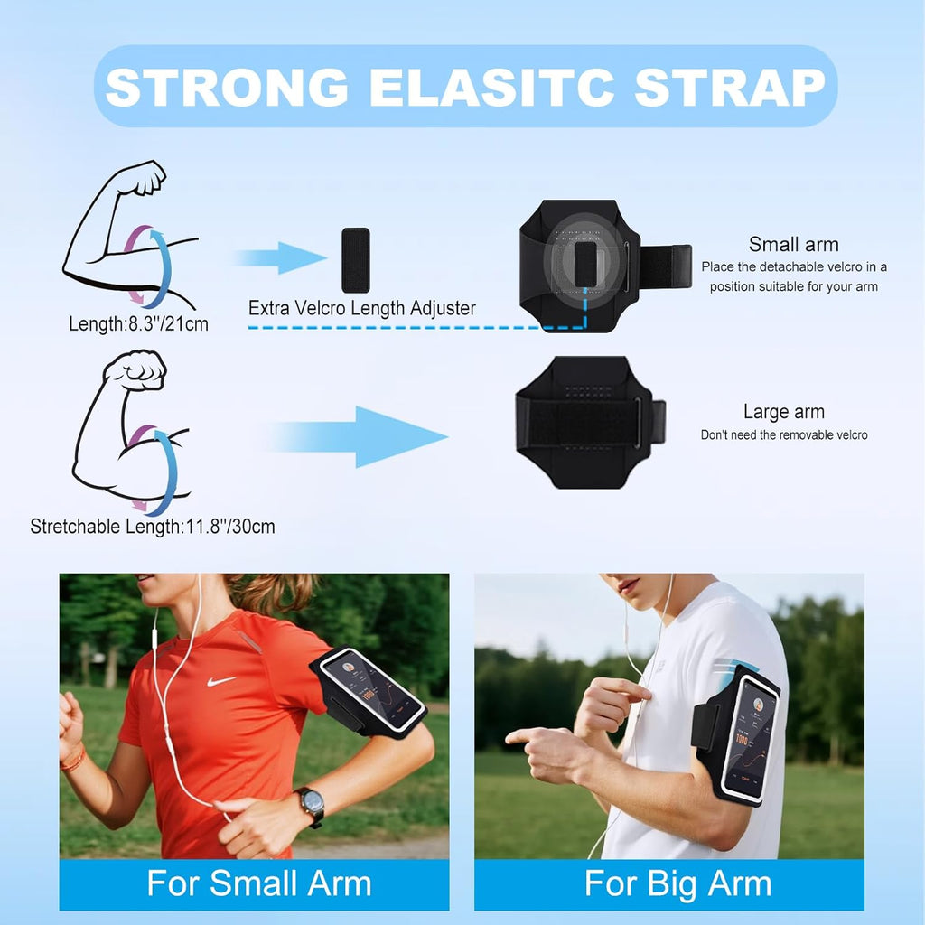 Running Armband with Earphone Pouch & Card Slot, Running Phone Holder for iPhone 16 15 14 Pro Max Plus Galaxy S25 S24 S23 Ultra, Up to 6.8" Phones