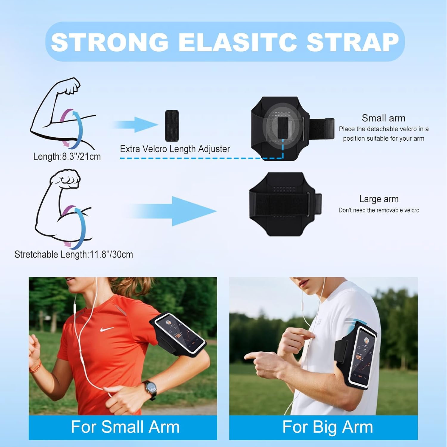 Running Armband with Earphone Pouch & Card Slot, Running Phone Holder for iPhone 16 15 14 Pro Max Plus Galaxy S25 S24 S23 Ultra, Up to 6.8" Phones