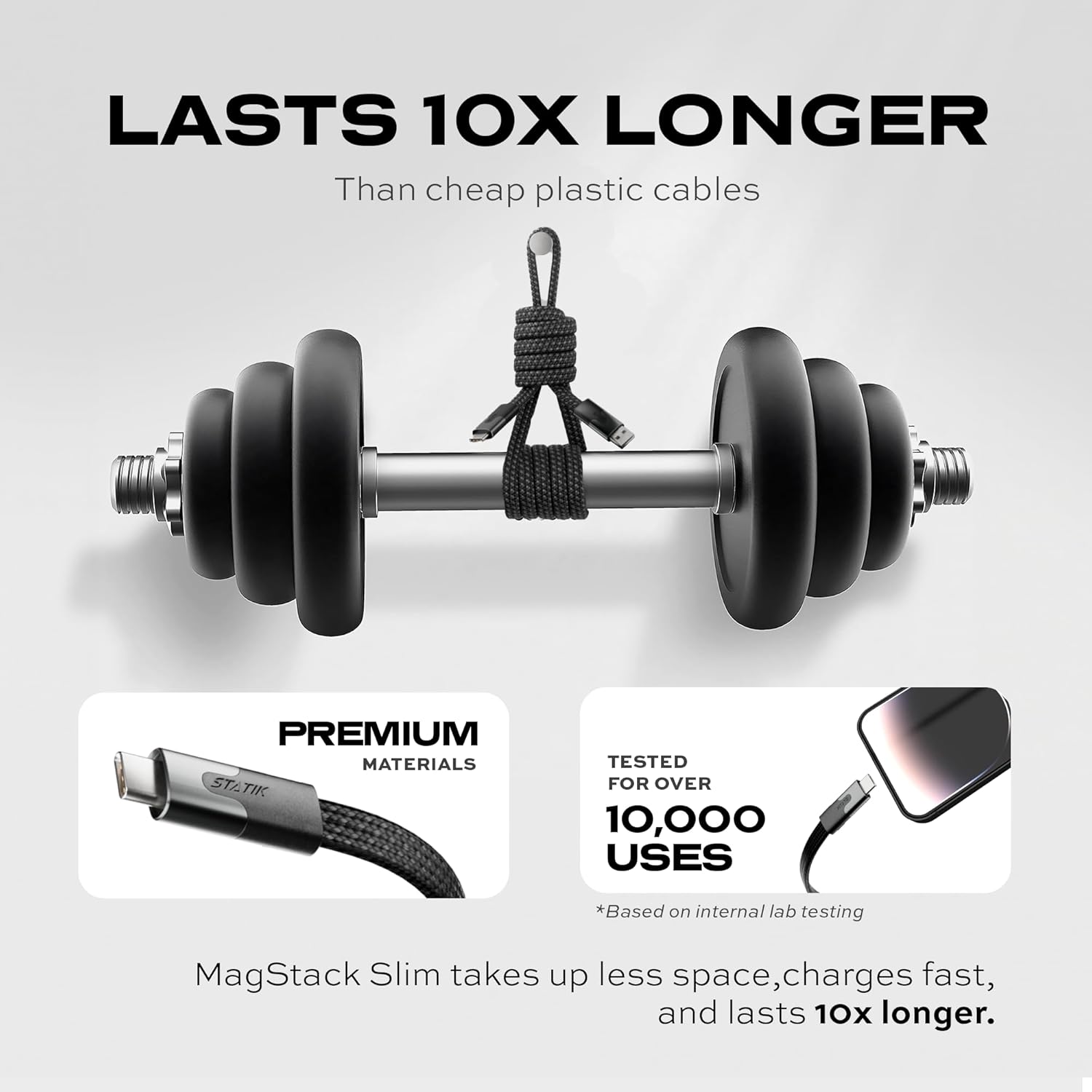 Statik MagStack USB C to USB C Cable, Magnetic Anti Tangle Flat Type C Charger Fast Charging Cord, Magnetic Charging Cable, Compatible with iPhone 16 Pro Max, 15, Galaxy S24 Ultra, 100W 3FT/1M