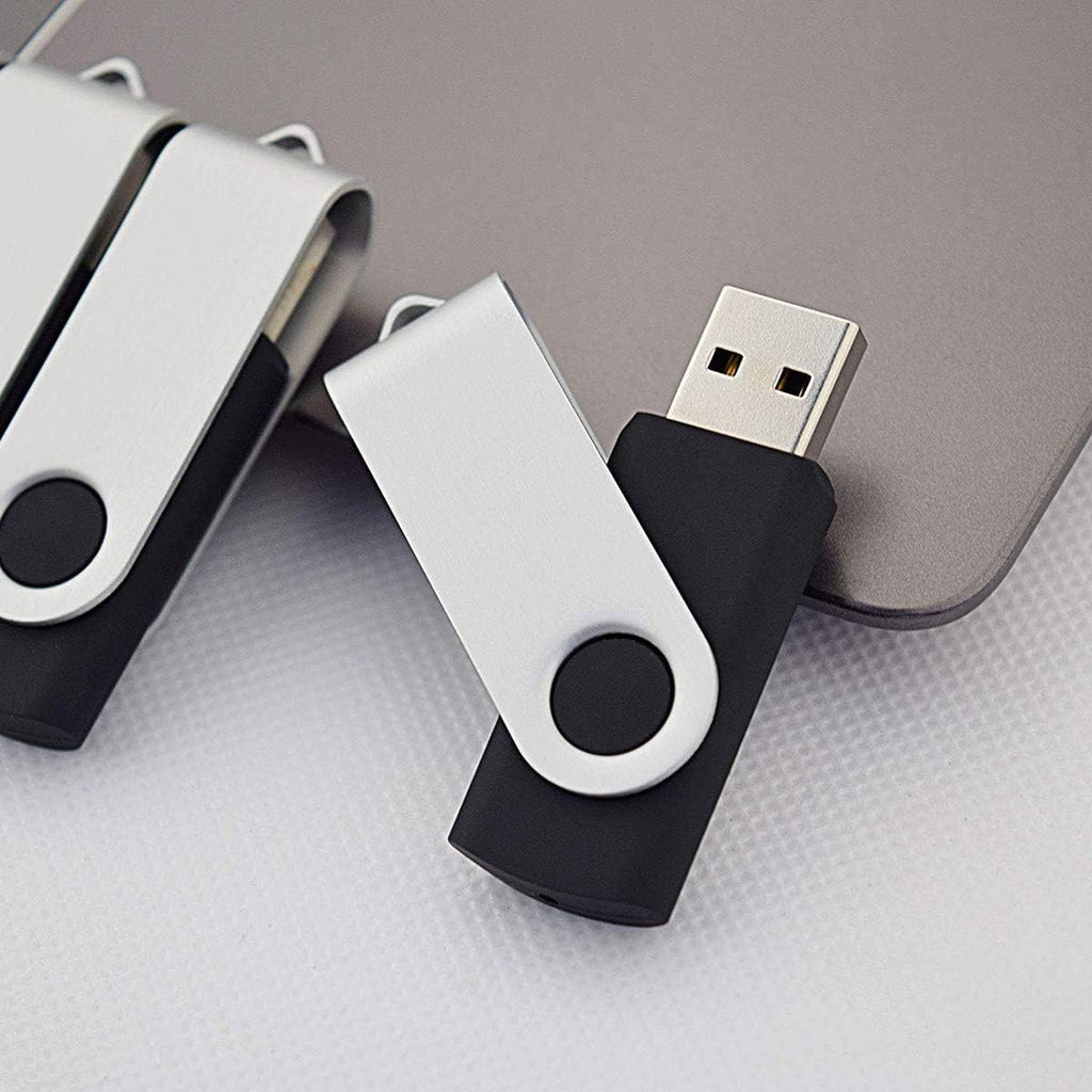 Aiibe 2GB Flash Drives 20 Pack 2GB USB Flash Drive Bulk USB 2.0 Thumb Drives Swivel Zip Drive (2 GB, Black)