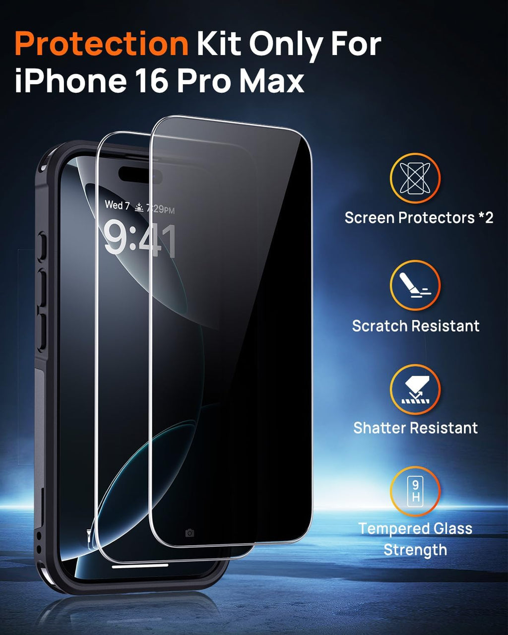 Lanhiem Magnetic for iPhone 16 Pro Max Case, with [2 Pcs Privacy Screen Protector] [Compatible with MagSafe] Shockproof Heavy Duty Military Protective Phone Case Cover for iPhone 16 Pro Max (Black)