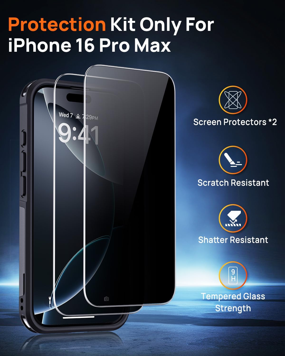 Lanhiem Magnetic for iPhone 16 Pro Max Case, with [2 Pcs Privacy Screen Protector] [Compatible with MagSafe] Shockproof Heavy Duty Military Protective Phone Case Cover for iPhone 16 Pro Max (Black)