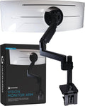 Heavy Duty Monitor Arm for Ultrawide Monitors up to 57" and 44 lbs, Single Desk Stand, Pneumatic Height Adjustable, Modular Extension Arms - Max VESA 100x100, Black, MA20P-S