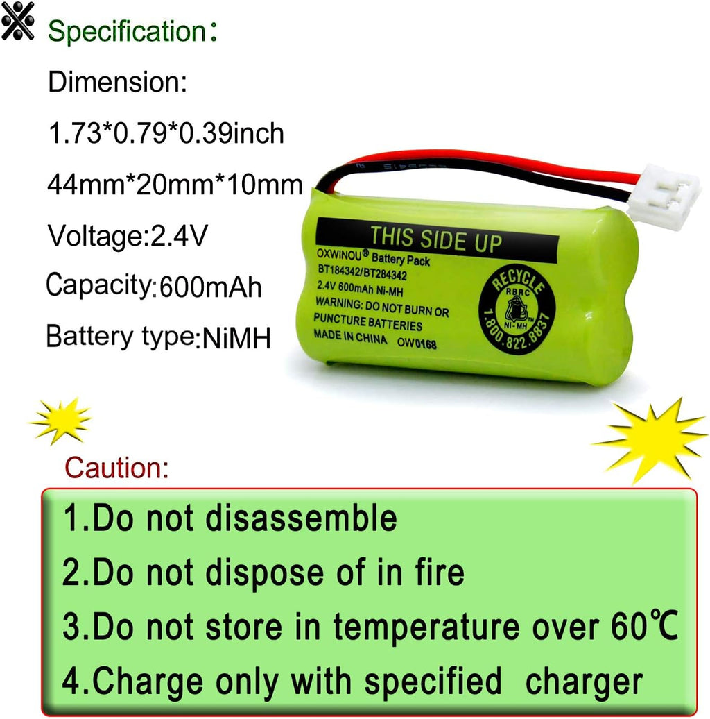 BT18433 BT-18433 BT28433 BT184342 BT-184342 BT284342 BT183348 BT1011 BT-1011 Replacement Battery for BT-8300 BATT-6010 89-1326-00-00 89-1330-01-00 CPH-515D Cordless Phone(Pack of 4)