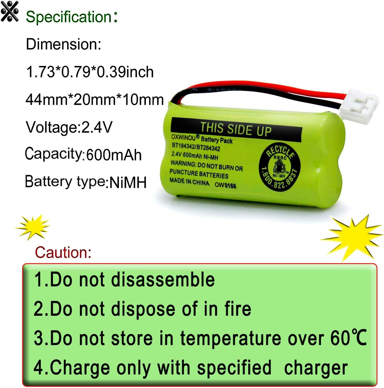 BT18433 BT-18433 BT28433 BT184342 BT-184342 BT284342 BT183348 BT1011 BT-1011 Replacement Battery for BT-8300 BATT-6010 89-1326-00-00 89-1330-01-00 CPH-515D Cordless Phone(Pack of 4)