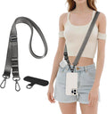 Universal Adjustable Nylon Phone Lanyard - 20MM Multi-Color Options for iPhone Samsung Smartphones (Fits Most Cases) Black