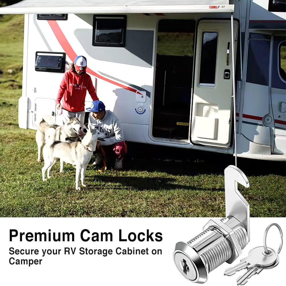 Cabinet Cam Locks Keyed Alike, 1-1/8'' Fits on 7/8'' Max Door Thickness, Secure File Drawer Mailbox RV Storage Replacement Set, Zinc Alloy (1-1/8 Inch 10Pcs)