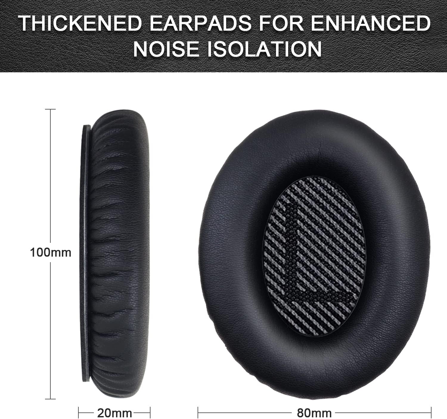 Replacement Ear Pads for Bose QuietComfort 35 35 II 15 25(qc 35 25 15/QC35 ii), Headphone Ear Covers, High Density Memory Cotton, Soft Leather, Adaptive Noise Isolation Headphones Pads Cushions