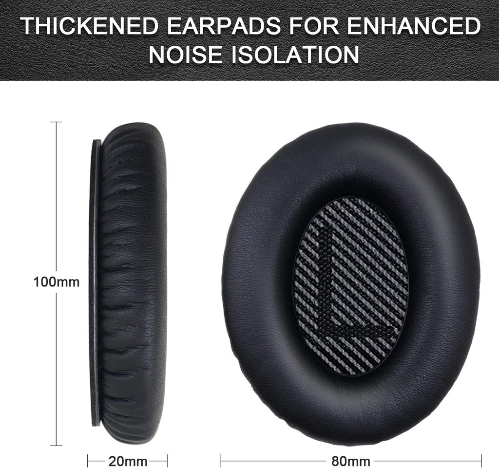 Replacement Ear Pads for Bose QuietComfort 15(qc15/QC15)/25/AE/AE2, Headphone Ear Covers, High Density Memory Cotton, Soft Leather, Adaptive Noise Isolation Headphones Pads Cushions-Black