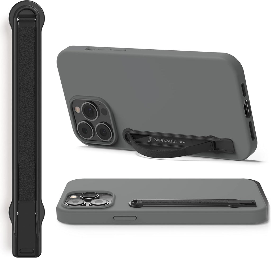 SleekGrip Premium: Swappable Phone Stand & Phone Grip - Ultra Thin Convertible Grip Holder Fits Most iPhone and Android Cases, Phone Strap Compatible with Wireless Chargers and Car Mounts