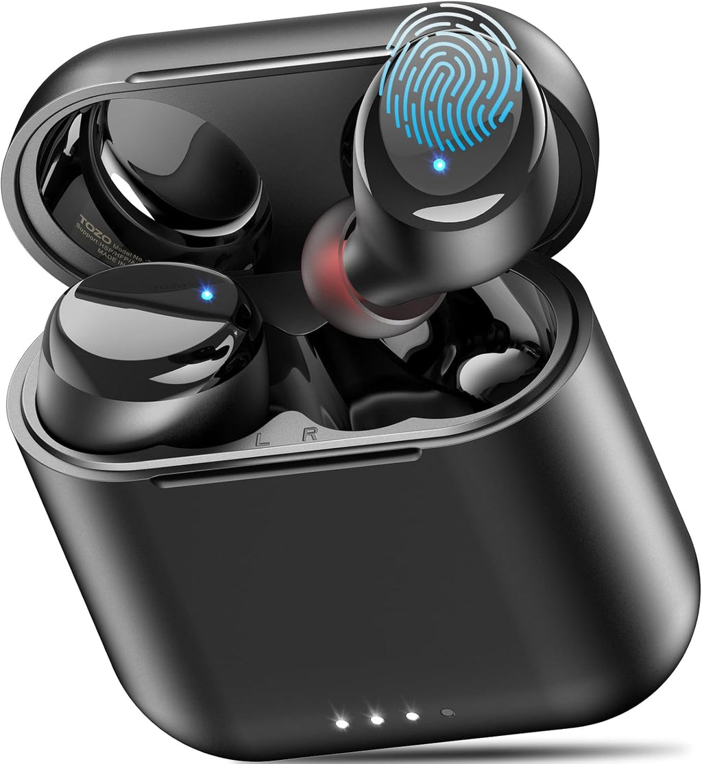 TOZO T6 Wireless Earbuds, Bluetooth 5.3 Ear Buds, Stereo Sound in Ear Headphones, 50 Hours Playtime, Wireless Charging Case, APP Customizable EQs, IPX8 Waterproof Earphones
