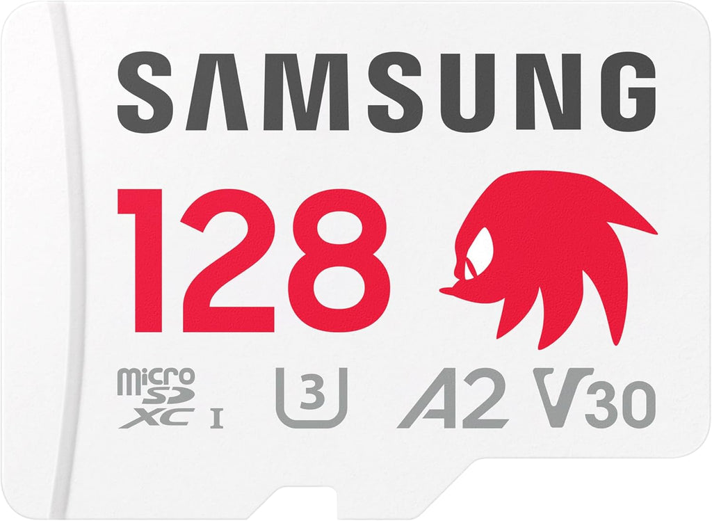 Samsung PRO Plus Sonic The Hedgehog + Adapter, 128GB microSDXC, Up-to 180MB/s, Full HD & 4K UHD, UHS-I, C10, U3, V30, A2, for Nintendo-Switch, Steam Deck, GoPRO, DJI Drone, Tablets (MB-MD128SA/LC1)