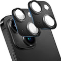 2 Pack Camera Lens Protector for iPhone 15 / iPhone 15 Plus,[Not Easy to Breakn ] AR Tempered Glass Strong Adsorption Metal Camera Cover Screen-black