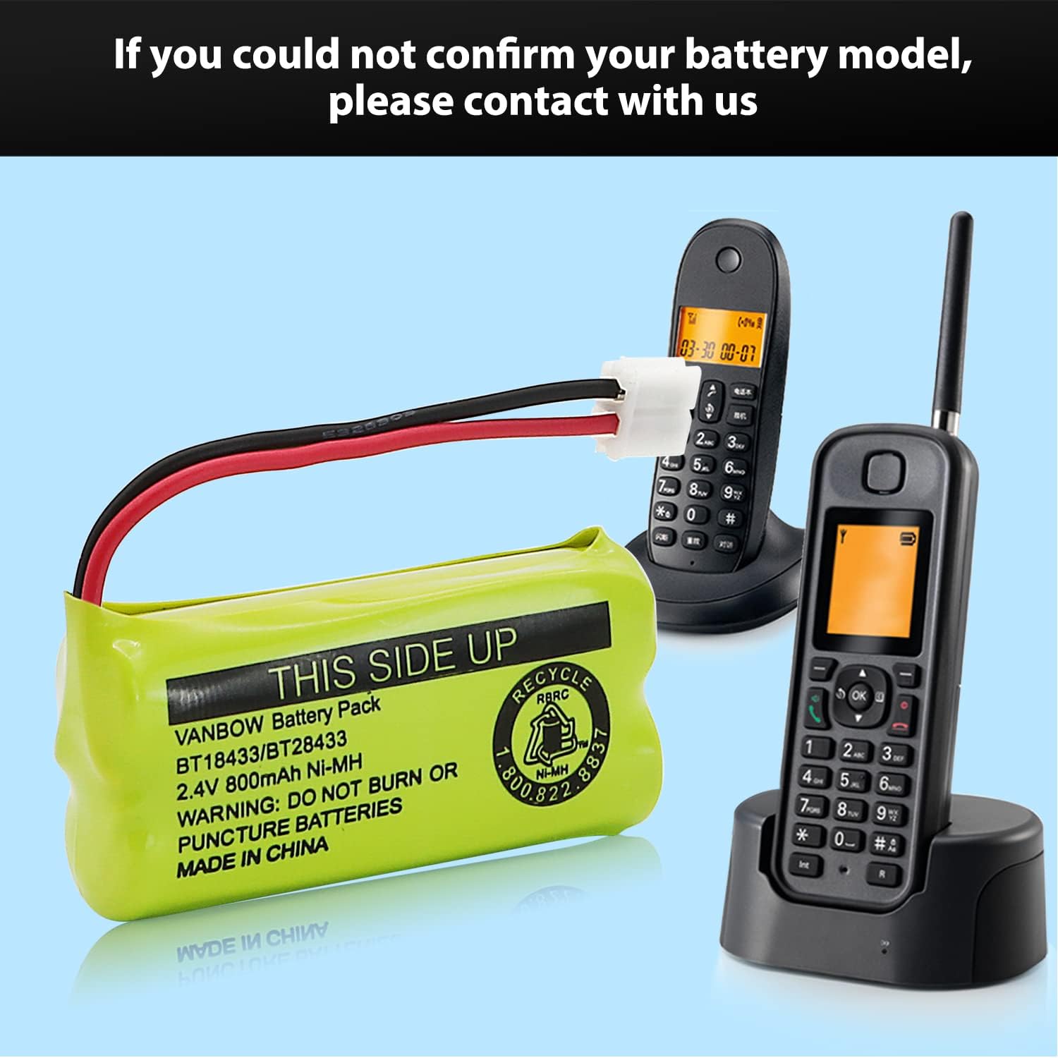 BT18433/BT28433 2.4V 800mAh Ni-MH Cordless Phone Battery, Also Compatible with AT&T BT184342/BT284342 BT8300 BT1011 BT1018 BT1022 BT1031 2SN-AAA55H-S-J1 CS6120 CS6209 CL80109 EL52419 (Pack 3)