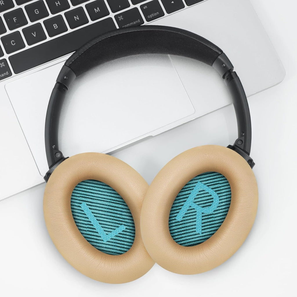 Headphones Replacement Ear Pads, Protein Leather earpad Cushions for Bose AE2/QC15/QC25 Headphones, Replacement Earpads, Softer Memory Foam - Apricot