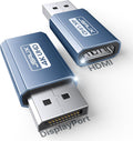 4K DisplayPort to HDMI Adapter 2-Pack, JSAUX DP PC to HDMI Monitor Converter Video UHD 2K@120Hz,4K@30 DP to HDTV Male to Female Uni-Directional adapter Compatible with Dell, Lenovo, HP,GPU, AMD -White
