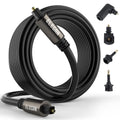 Elecan Optical Audio Cable 50 Ft Digital Audio Toslink Cable Cord-Fiber Optic-Gold Plated-Flexiable&Durable-for Home Theater,Sound Bar,PS4&Xbox-with 4 Right Angled and Mini Toslink Adapters+Ties