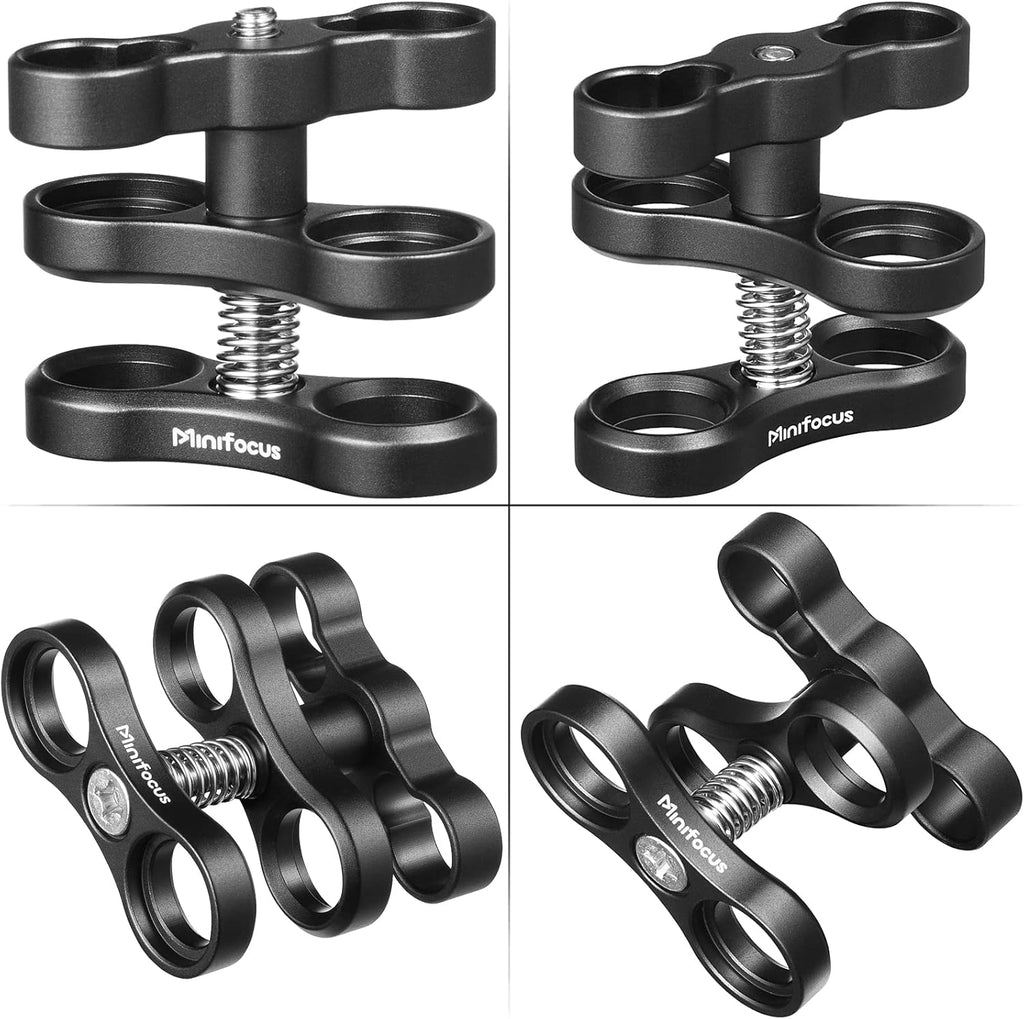 MINIFOCUS 2PCS 1'' Aluminum Ball Clamp Mount for Underwater Diving Light Arms Tray System, Photography Diving Camera, 360° Clip Adapter Bracket for Action Camera Flashlight Arms System