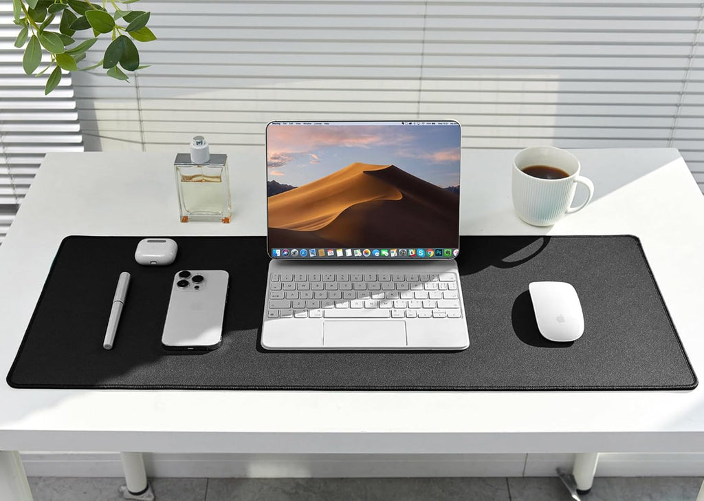 ALOANES Waterproof Mouse Pad with Durable Stitched Edge, Large Gaming Keyboard Pad, Non-Slip Rubber Base Mouse Mat, Extended Desk pad for Gamer, Office & Home, Black Mousepad 31.5''x 15.7''x 0.12''