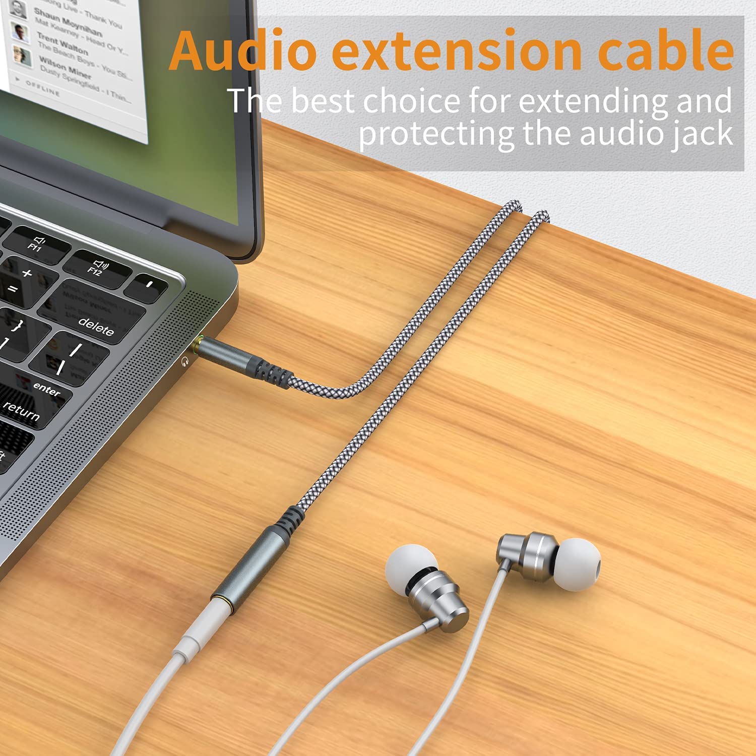 MCSPER Headphone Extension Cable, [2-Pack, 10ft Hi-Fi ] 3.5mm Extension AudioMale to Female Aux Adapter Hi-Fi Sound Stereo Extender Cord for Headset, iPhone, iPad, Smartphones, Tablets & More (Grey)