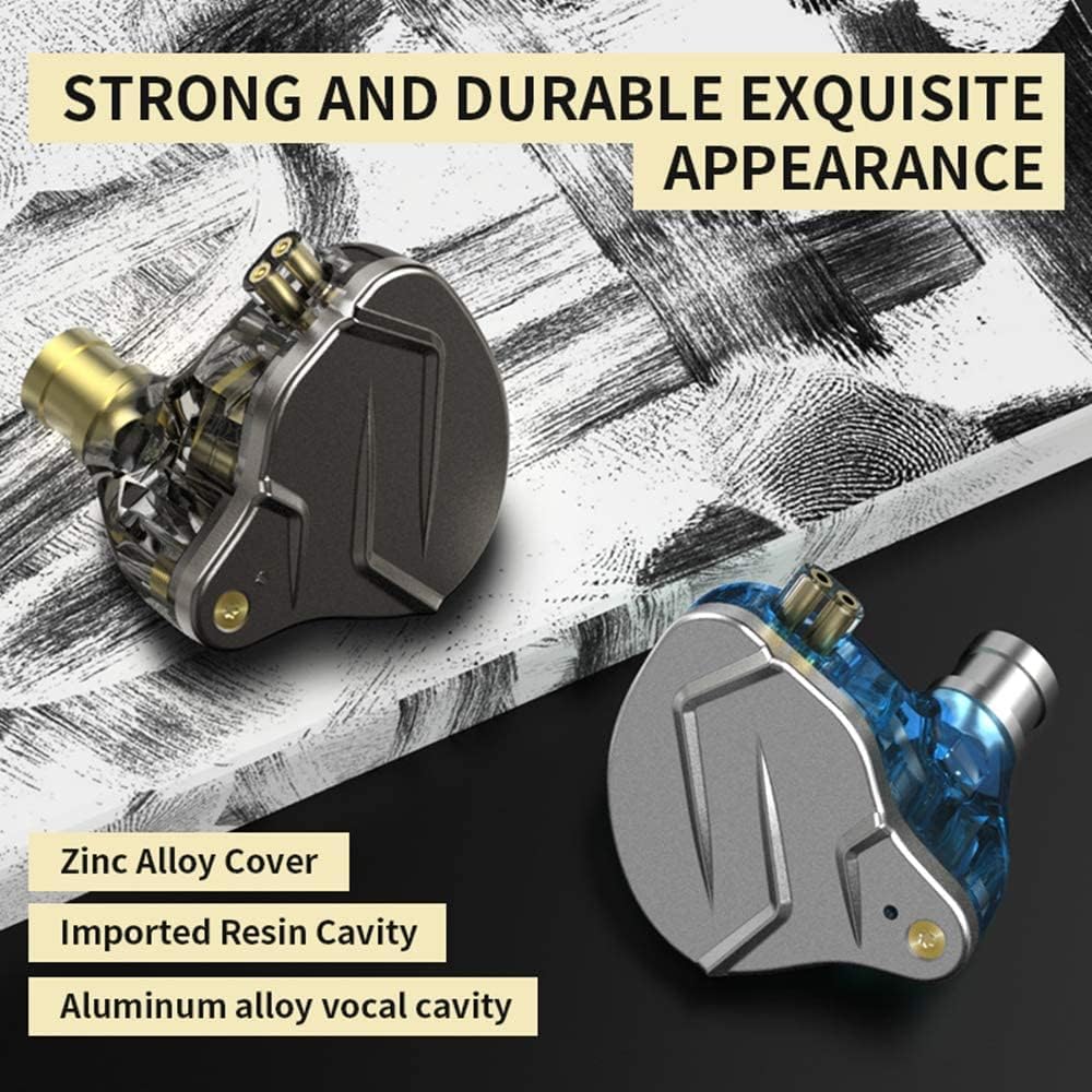 KZ ZSN Pro in-Ear Earbud Headphones Metal Faceplate,Hybrid Dynamic Driver Balanced Armature IEMs with Detachable Cable,in-Ear Headphones Compatible for iPhone Android,Workout(Blue Without Mic)