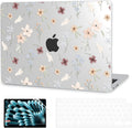G JGOO Compatible with MacBook Air 13 inch Case 2025 2024 2023 2022 M4 A3240 M3 A3113 M2 A2681, Clear Plastic Hard Shell for MacBook Air 13.6 inch Case + Keyboard Cover + Screen Protector, Florets