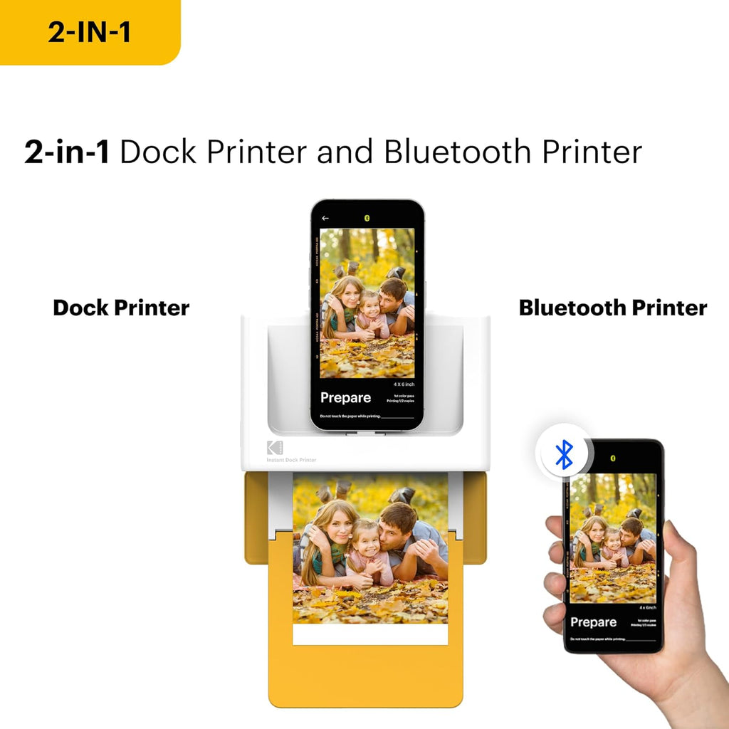 KODAK Dock Plus 4PASS Instant Photo Printer (4x6 inches) + 10 Sheets