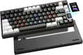 YUNZII AL80 Wireless Mechanical Keyboard,Full Aluminum CNC, Smart LCD Display,Hot Swappable Gasket Mount 75% Layout with Knob,BT/2.4G/USB-C,QMK/VIA Support for Win/Mac (Black, Cocoa Cream V2 Switch)