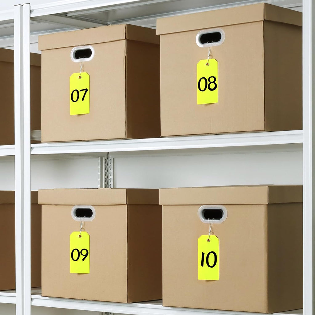 100 Pcs Waterproof Tags Writable Plastic Tags for Labeling Tag with Wire Tie Large Heavy Duty Tags Moving Tags Pipe Tags for Outdoors Car Garage Storage Box Equipment Parts (Yellow, 6 1/4" x 3 1/8")