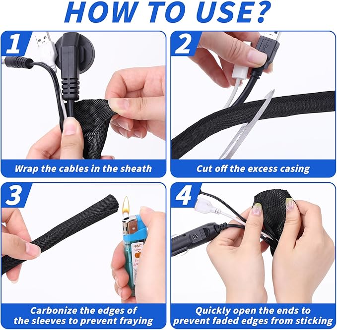 15FT Split Braided Sleeve Cable Management, 1/4 Inch Wire Loom Tubing Cord - Image 4
