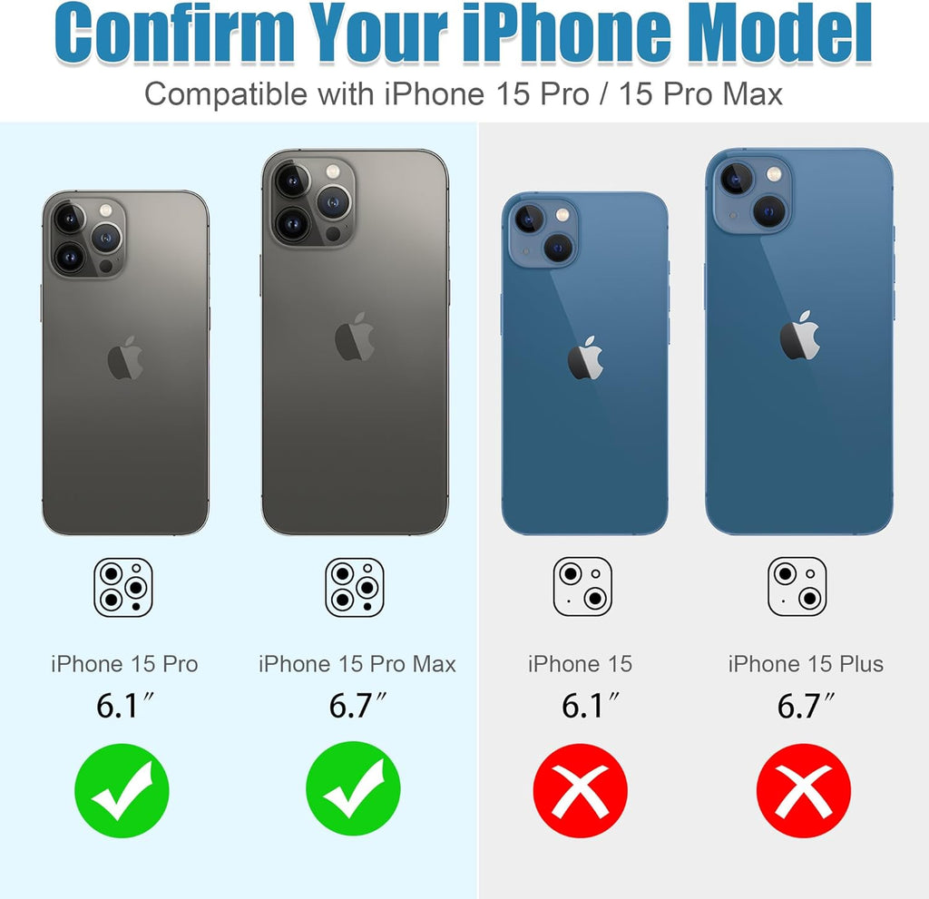 AGVEE 3+3 6 Pack for iPhone 15 Pro 6.1" / 15 Pro Max 6.7" Camera Lens Protector, Bling Diamond & Bling Glitter Metal Ring 9H Tempered HD Glass Camera Protector Cover Film, Bling-Colorful