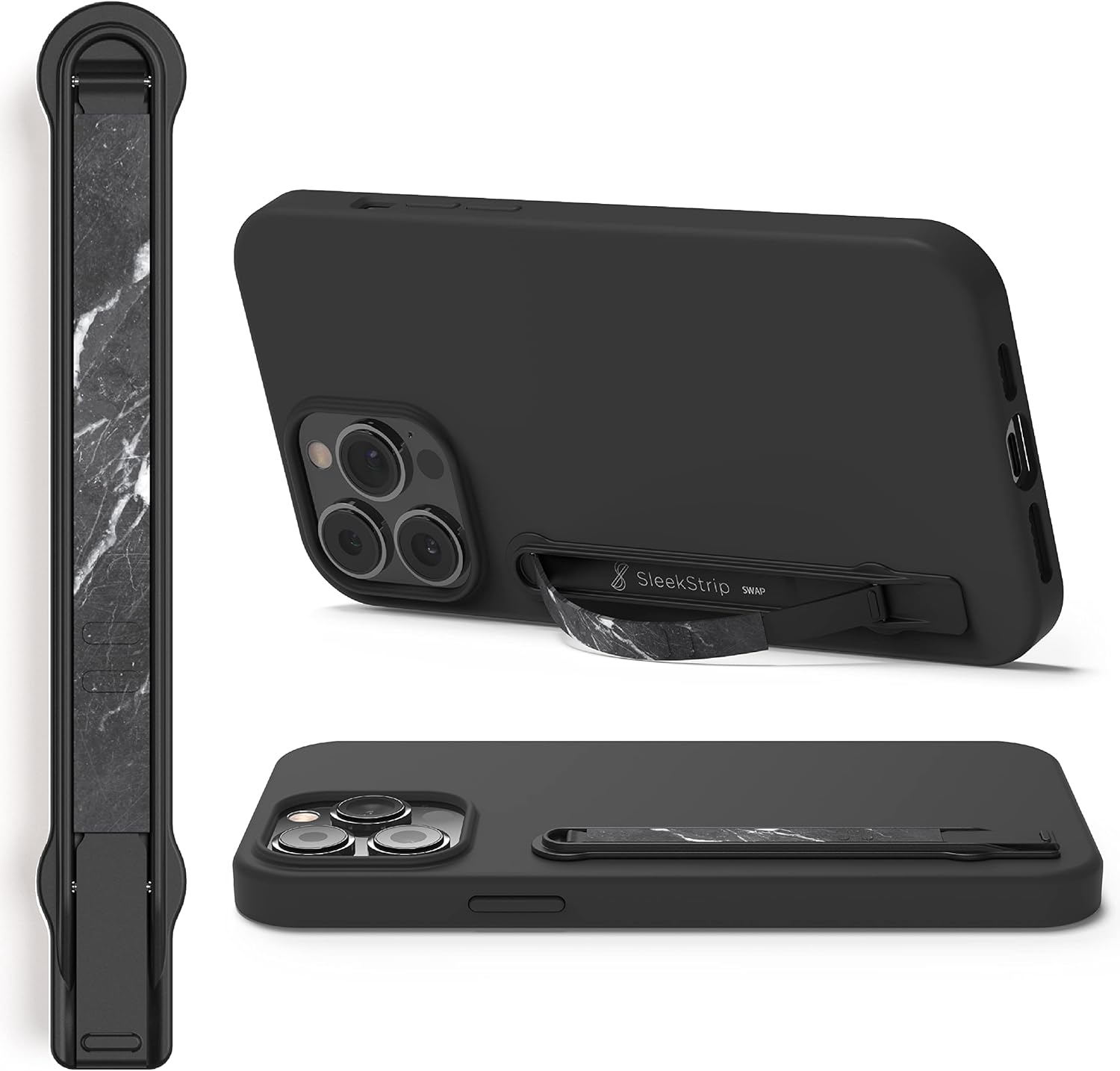 SleekGrip Premium, Swappable Phone Stand & Grip- Ultra Thin Convertible Grip Holder Fits Most iPhone and Android Cases, Phone Strap Compatible with Wireless Chargers and Car Mounts