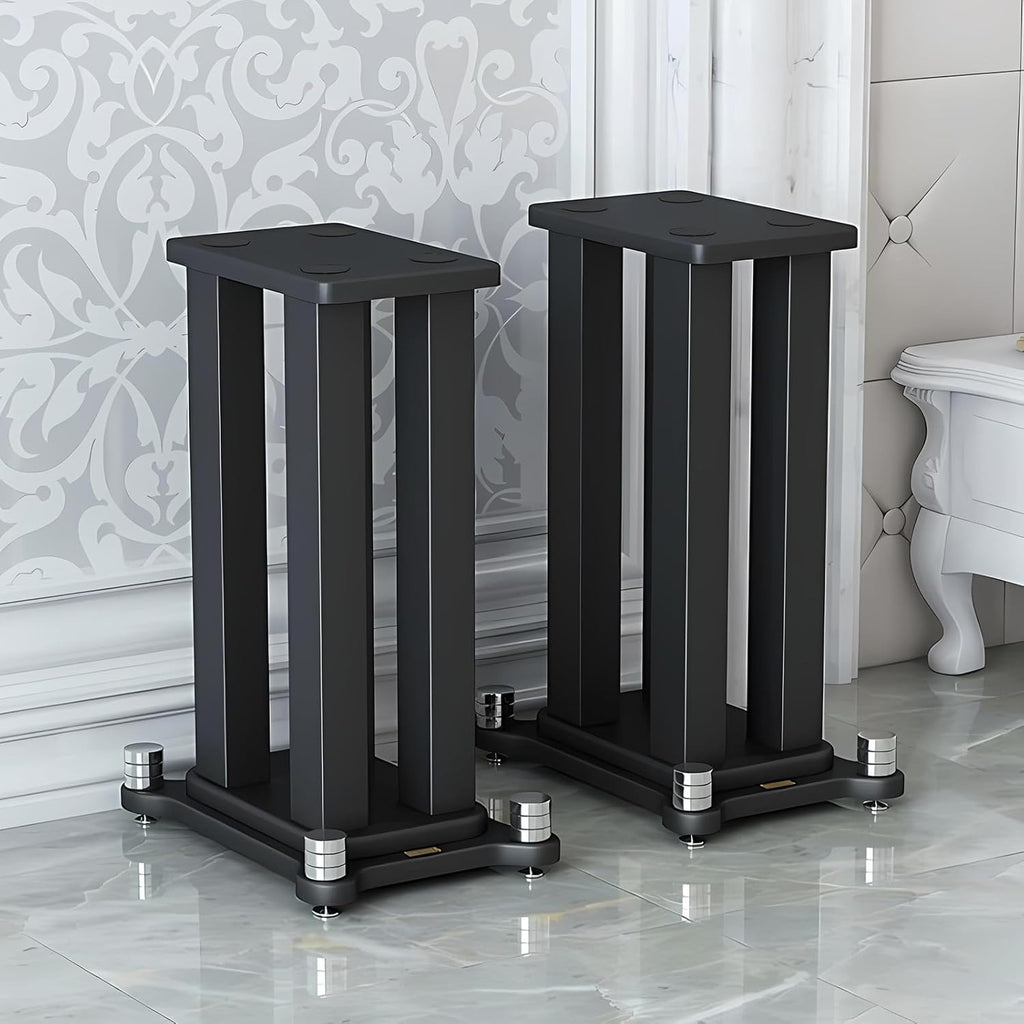 A Pair of Speaker Stands, Bookshelf Speaker Stand Steel Frame Support for Speakers up to 40 kg, Vibration-Absorbing MDF Design, Universal Speaker Stand Improves Sound Quality (30cm/11.8in)