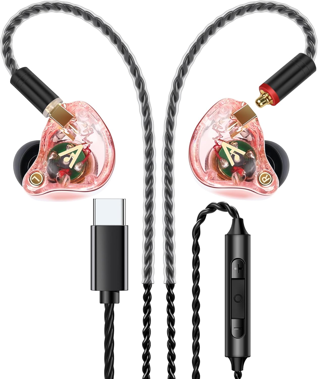 Vibes 202MC USB-C Wired Earbuds - HiFi in Ear Headphones - USBC for iPhone 16/15 - Noise-Isolating Ear Buds w/ Mic - Clear Sound, Deep Bass & Comfort-Fit Earphones - Silver Plated Cord, Carrying Case