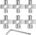 Camera Mount Screw 1/4" Male to 1/4" Male & 1/4" to 3/8" Tripod Screw Adapter with Hole 7 Pcs Set for Camera Tripod Mount Light Stand DSLR Equipped with Hex-L Key (Silver)
