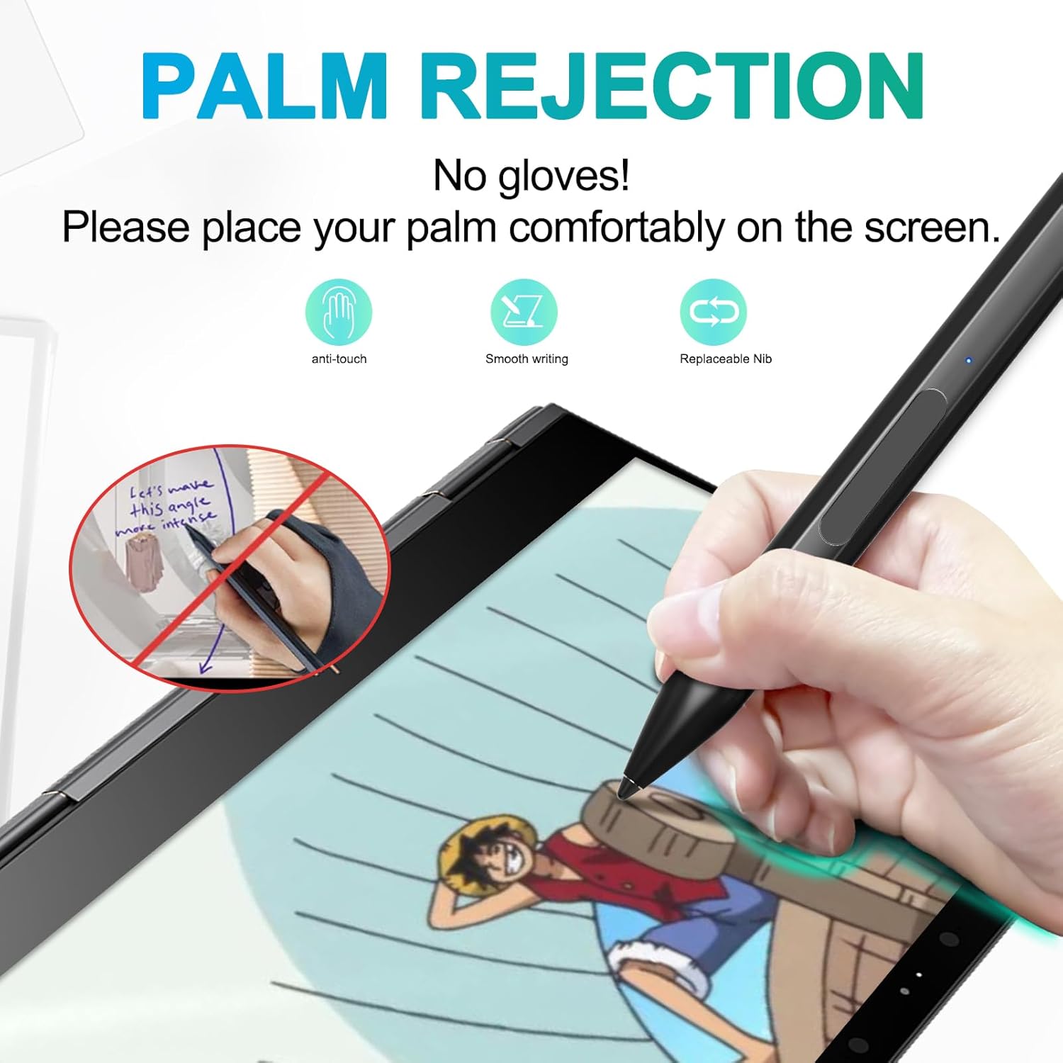 Stylus for HP Envy X360 Pavilion x360 Specter X360 Spectre x2 Envy x2 Touchscreen Laptop Rechargeable MPP 2.0 Tilt Pencil 4096 Pressure Sensitivity Using The Microsoft MPP Protocol, Black