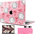 MEEgoodo Case for M4/M3/M2 MacBook Air 13.6 inch Case 2025 2024 2022, Fit Model A3240/A3113/A2681, Laptop Hard Shell with Keyboard Cover Compatible with MacBook Air 13 inch, Disco Balls & Red Bows