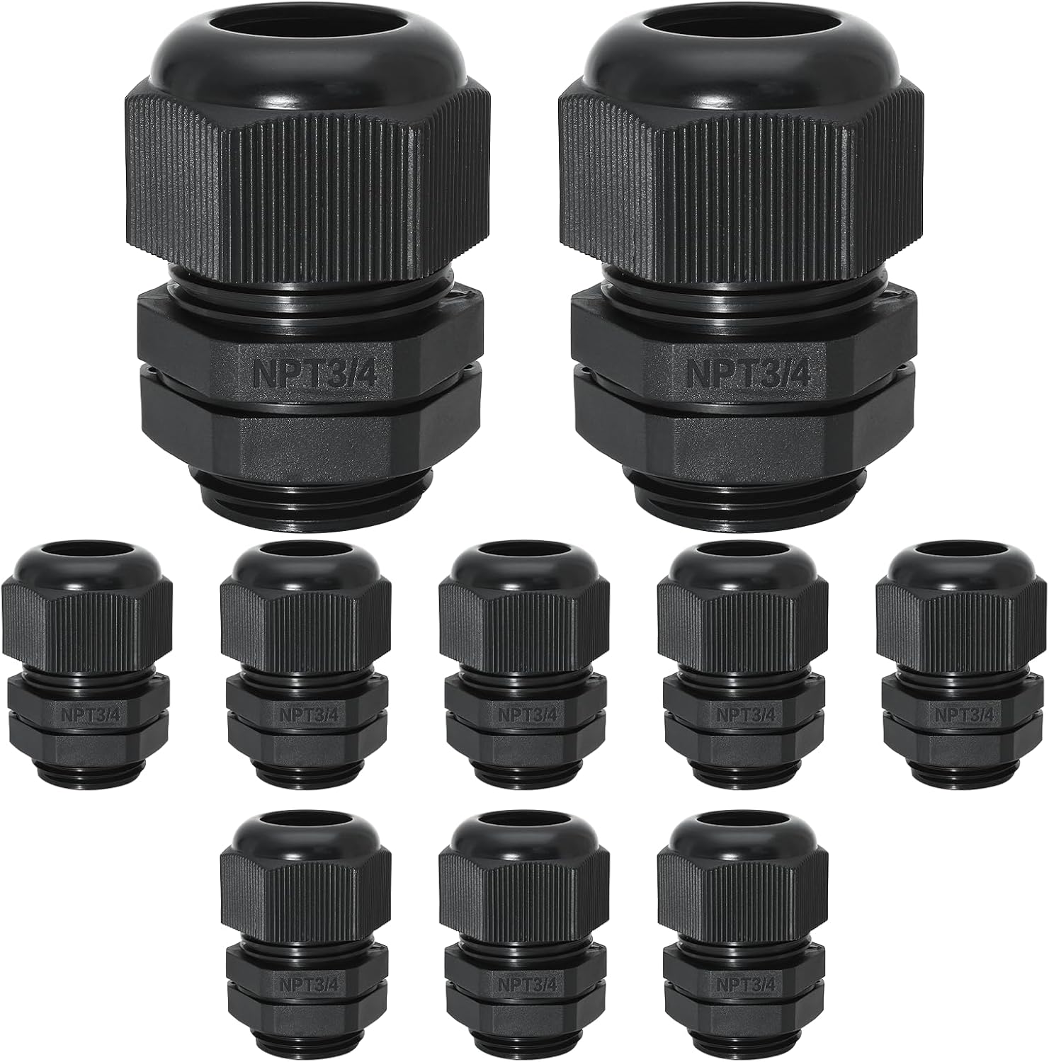 20 Pcs 3/4" NPT Nylon Cable Glands, IP68 Waterproof Adjustable Cord Grip Cable Connector Strain Relief Wire Protectors for 13-18mm Cable Diameter, Black