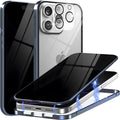 Privacy Magnetic Case for iPhone 16 Pro with Metal Titanium Frame Privacy Screen Protector & Camera Lens Protector, Magnetic Adsorption Double Sided Glass Case Anti Peep Anti Spy Phone Cover