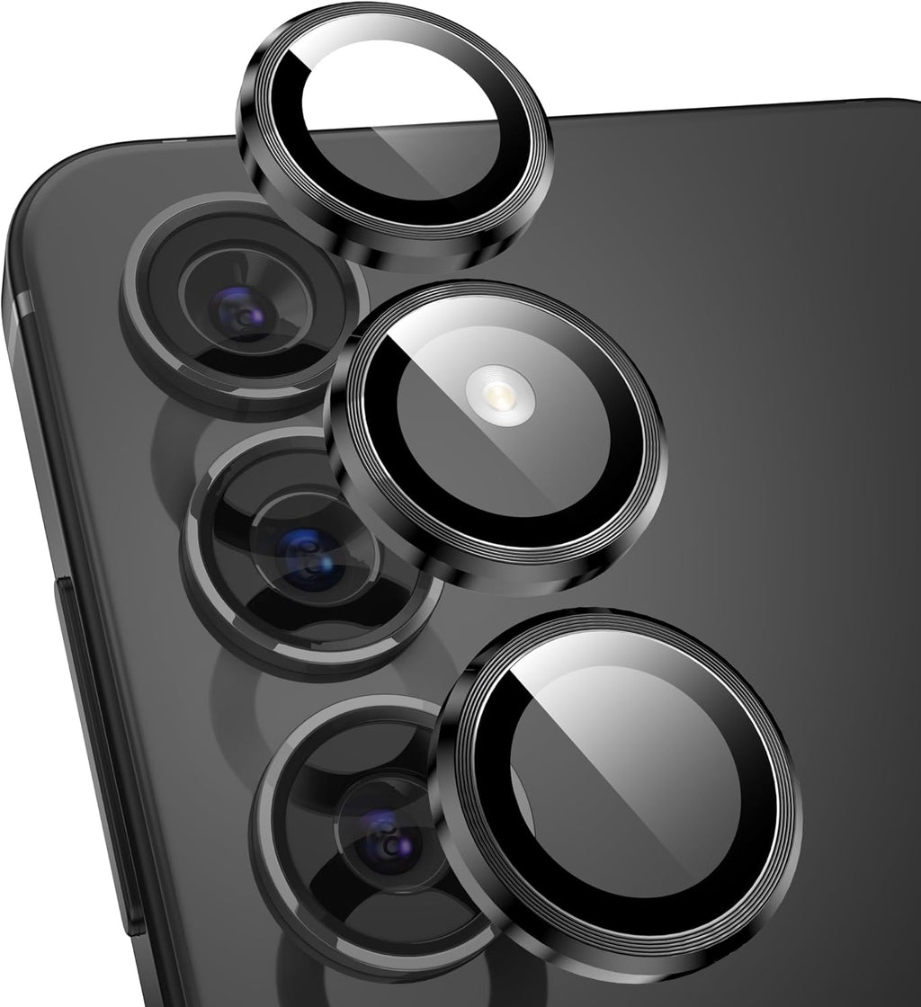 YWXTW Camera Lens Protector for Samsung Galaxy S24 Plus Accessories, 9H Tempered Glass Metal Individual Ring Camera Cover Screen Protector for S24 Plus, Case Friendly, Anti Scratch (Onyx Black)
