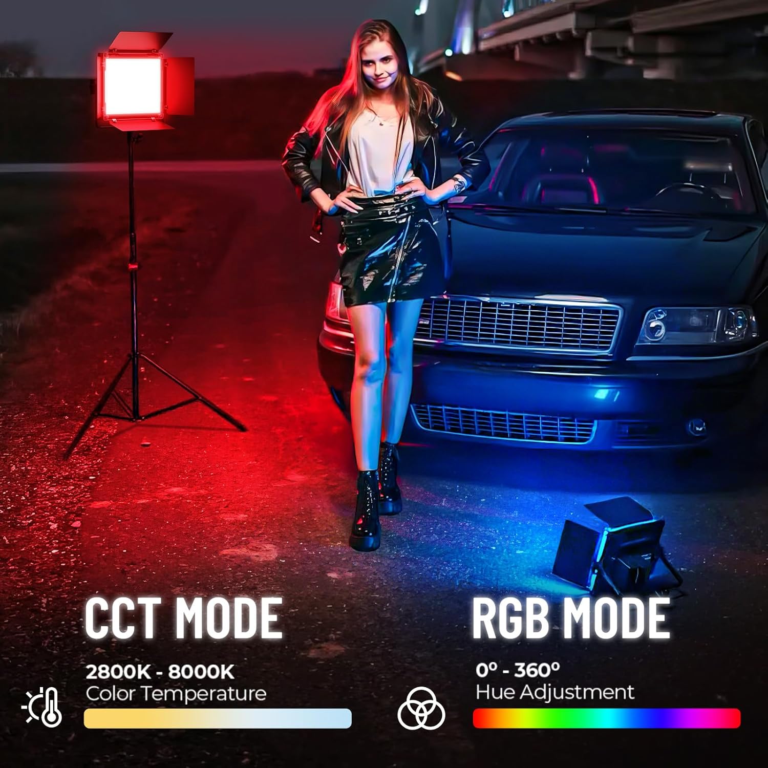 Mettlelite SPL210C Light Kit 2 Packs, RGB LED Video Light with APP Control, 360° Full Color RGB, 2800K-8000K, CRI/TLCI 97+, 10 Scenes, Photography Studio Light Kit with Light Stand for Photo and Video