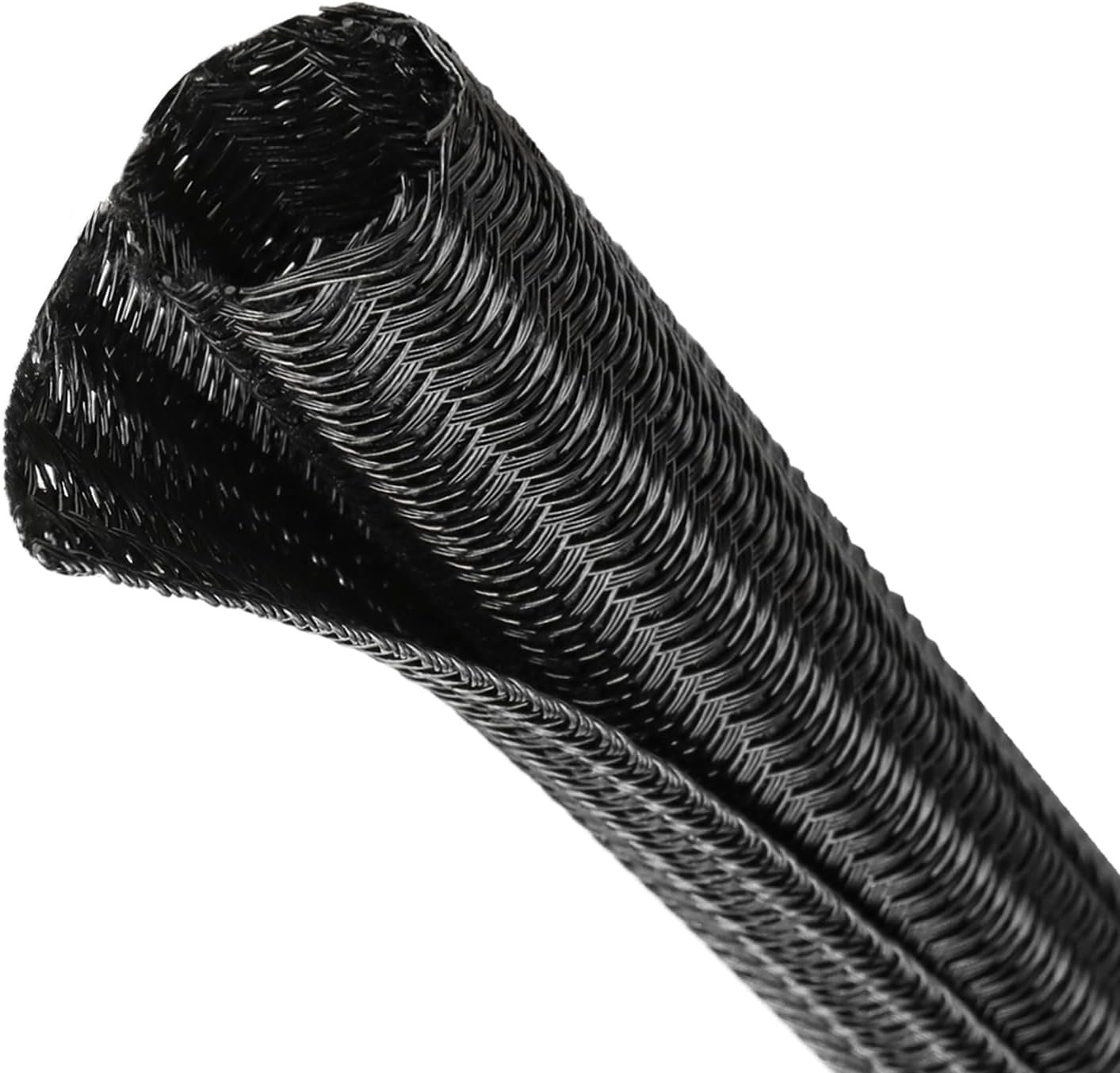 Split Wire Loom Tubing, Cable Protector Sleeve, Braided Cable Management for TV/Computer/Home Theater/Engine Bay, Cord Protectors from Pets No Chew (Black, 3/8"-10ft)