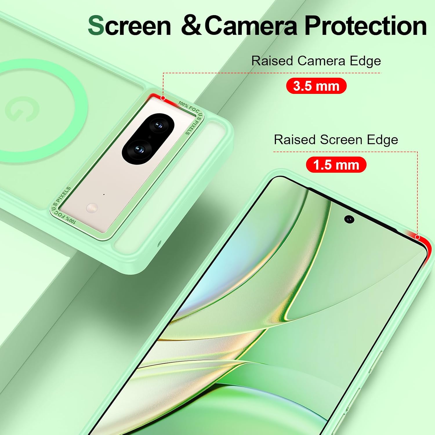Magnetic for Google Pixel 7 Case, [Military Grade Drop Protection] [Compatible with MagSafe] Shockproof Slim Translucent Matte Anti-Slip for Women Girls Men Case, Matcha Green