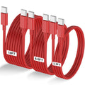 3-Pack Red [3.3FT+6.6FT+10FT] 60W USB C to USB C Cable, Type C Fast Charging Cable for iPhone 15/16, Galaxy S23/S24, iPad Pro/Air, MacBook Pro/Air and More