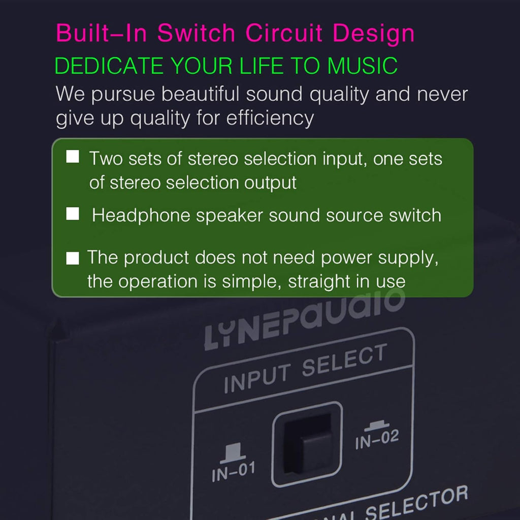 Audio Switcher RCA 2 in 1 Out/1 in 2 Out A/B Switch Stereo Audio Splitter Box with No Distortion RCA Jack for Switching Between Computer Speakers and Headphones